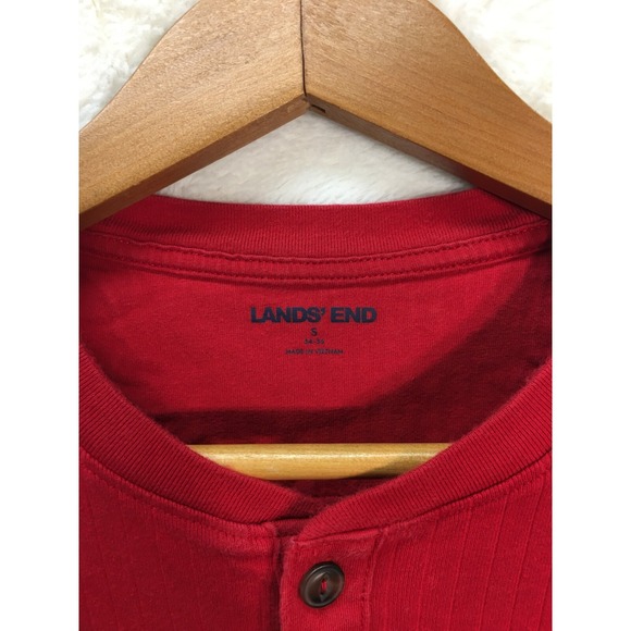 Land's End Long Sleeve Shirt Men's Small Red Casual Buttons - Picture 2 of 11